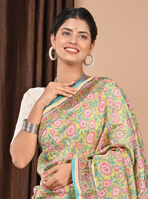 Elegant Print Chanderi Silk Saree (CHSAR41)